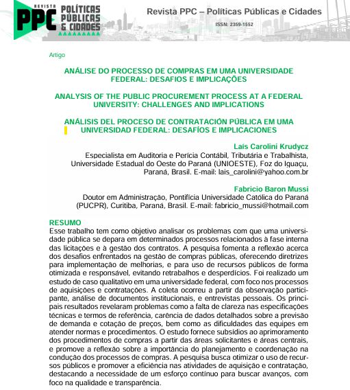 Professor e Aluna do PPGTGS Publicam Artigo na Revista Políticas Públicas & Cidades